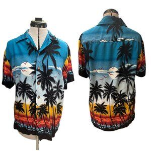 Kennington Shirt Mens Medium Hawaiian Palm Beach Tropical